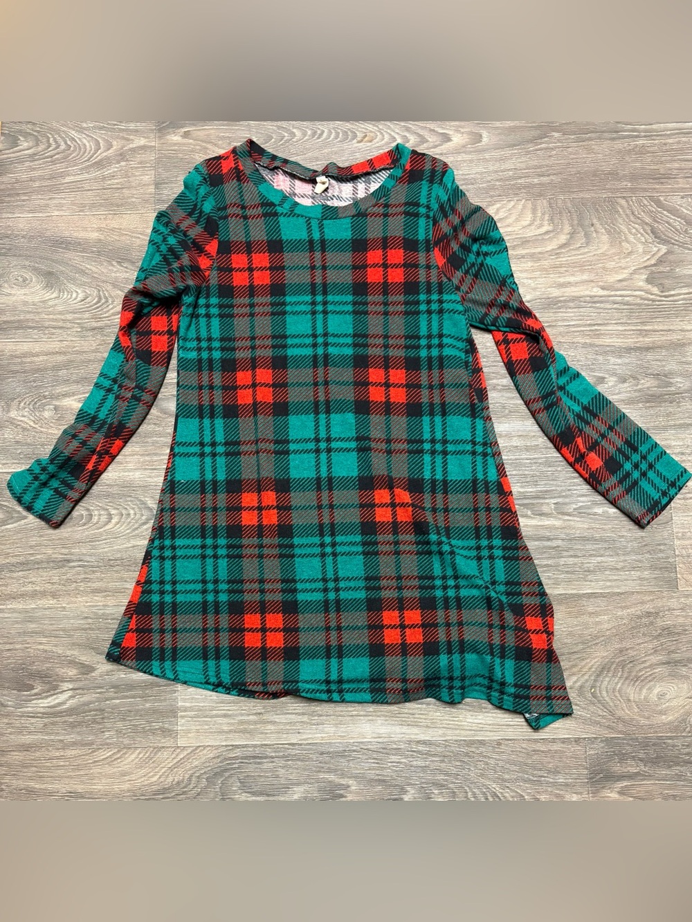 Women’s Size Large Plaid Long-Sleeve Swing Dress - Green & Red